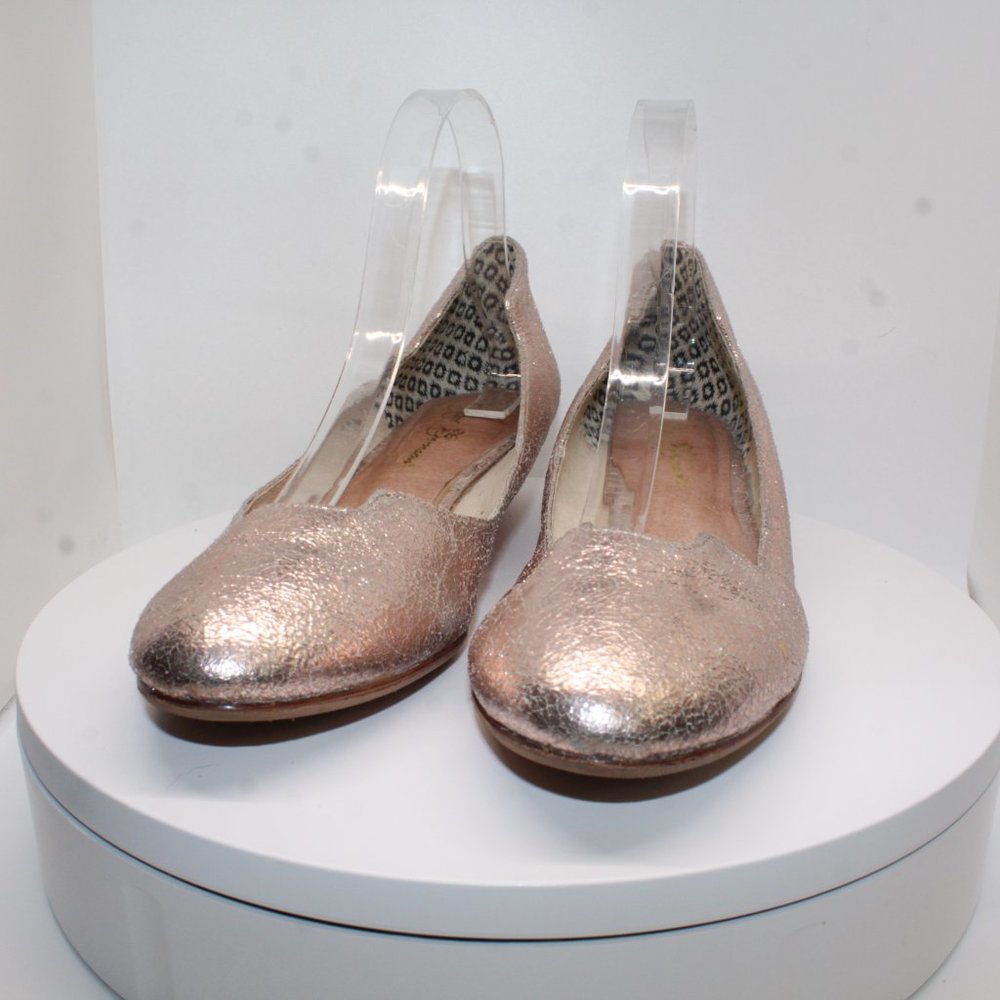 Matt Bernson Womens 10M Izabel Gold Flats Hidden Wedge Nubuck Leather Slip On - Picture 6 of 13
